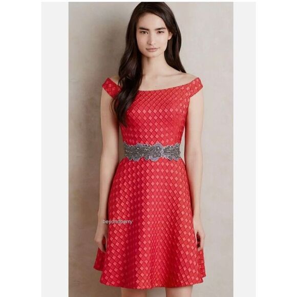 Anthropologie Dresses & Skirts - Anthropologie Red Midi Dress with Silver Accents